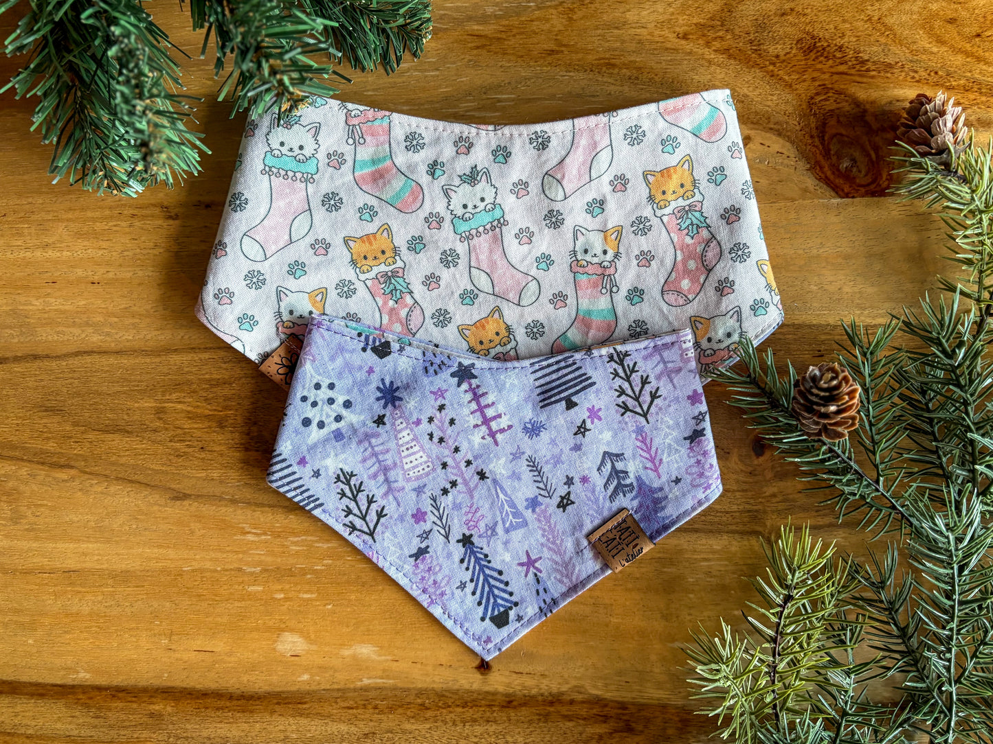 Bandana - Sapins et chats de Noël